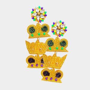 Luxury Beaded Mardi Gras Earrings